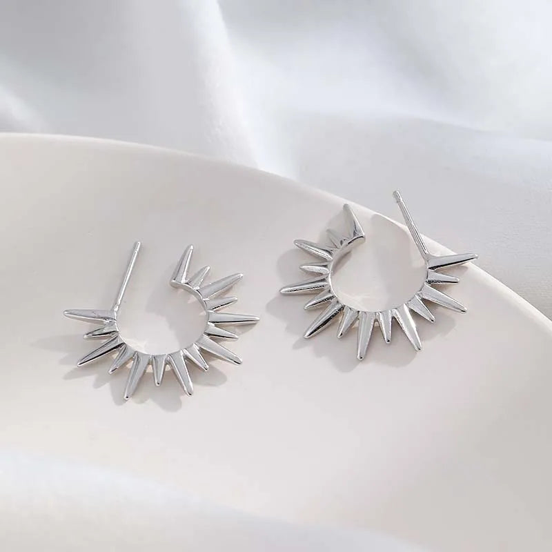 Gold Sun Stud Earrings | Punk Exaggerated Hip Hop Jewelry for Women