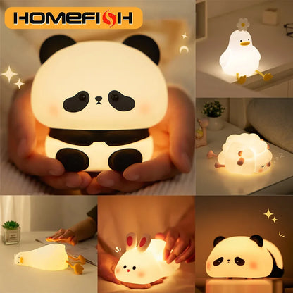 Animal Shaped Night light LED cute panda rabbit light USB charging timed bedside decoration Children's eye protection