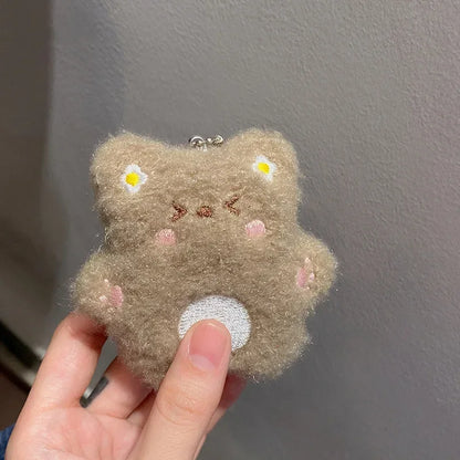 Cartoon Bear Squeak Plush Keychain Toys Pendant Cute Doll Toy Kawaii Soft Stuffed Bag Charms Decorations for Couple Friends Gift
