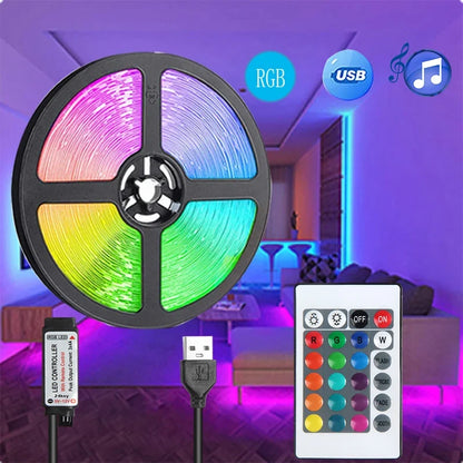 5V LED Strip Light 1-5M RGB with USB and 24 Key Remote | Color Changing Decorative Lighting