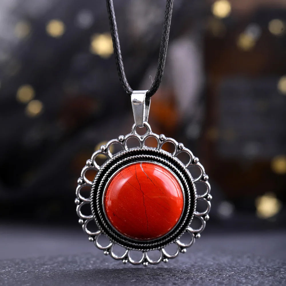 Lace Agate Pendant Necklace | Vintage Handmade Crystal Jewelry