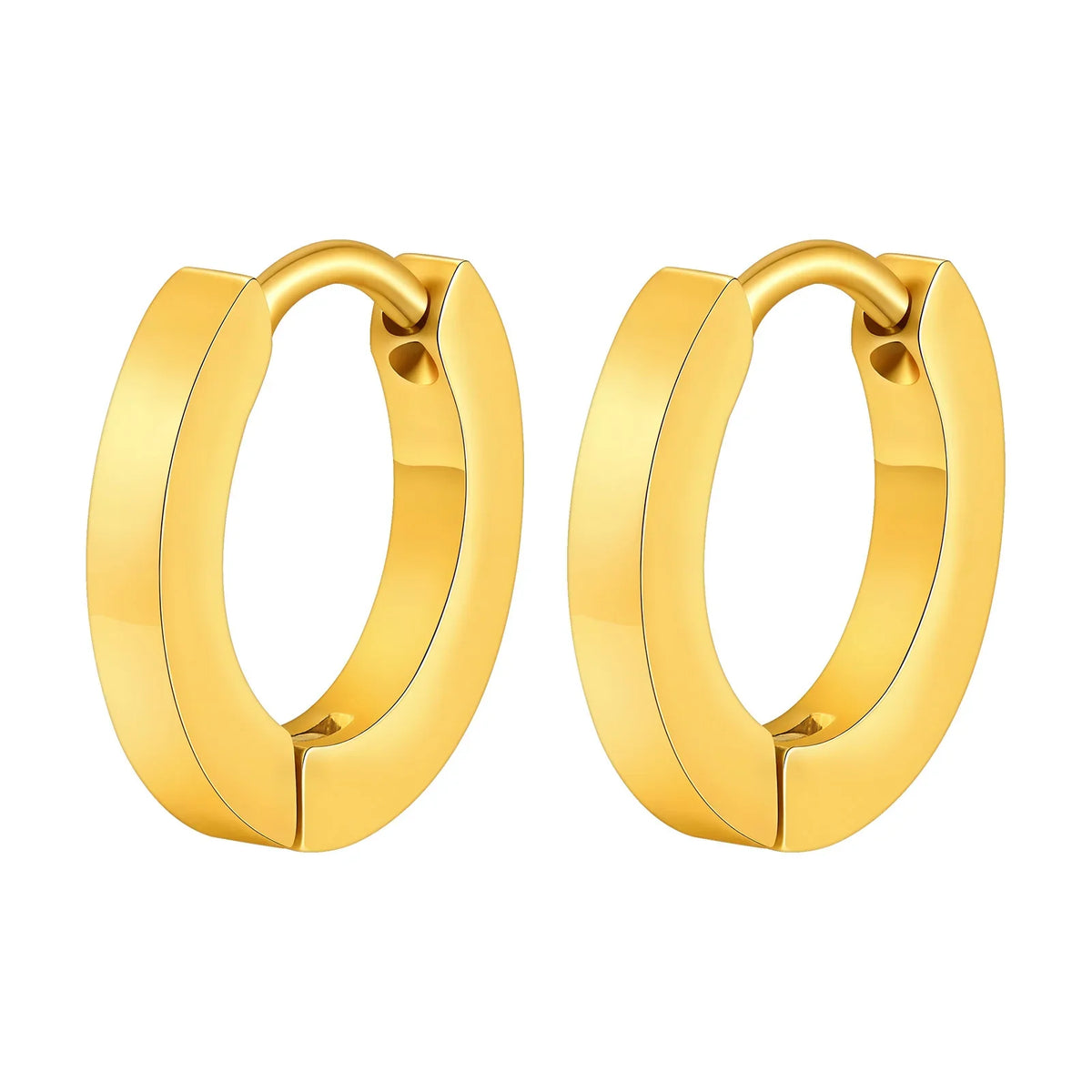Vnox Small Hoop Huggie Earrings | Glossy Stainless Steel Minimalist Earrings for Women and Men