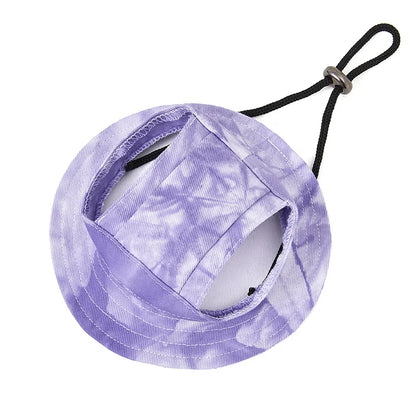 Dog Sun Hat with Ear Holes | Breathable Cotton Bucket Hat for Small Pets