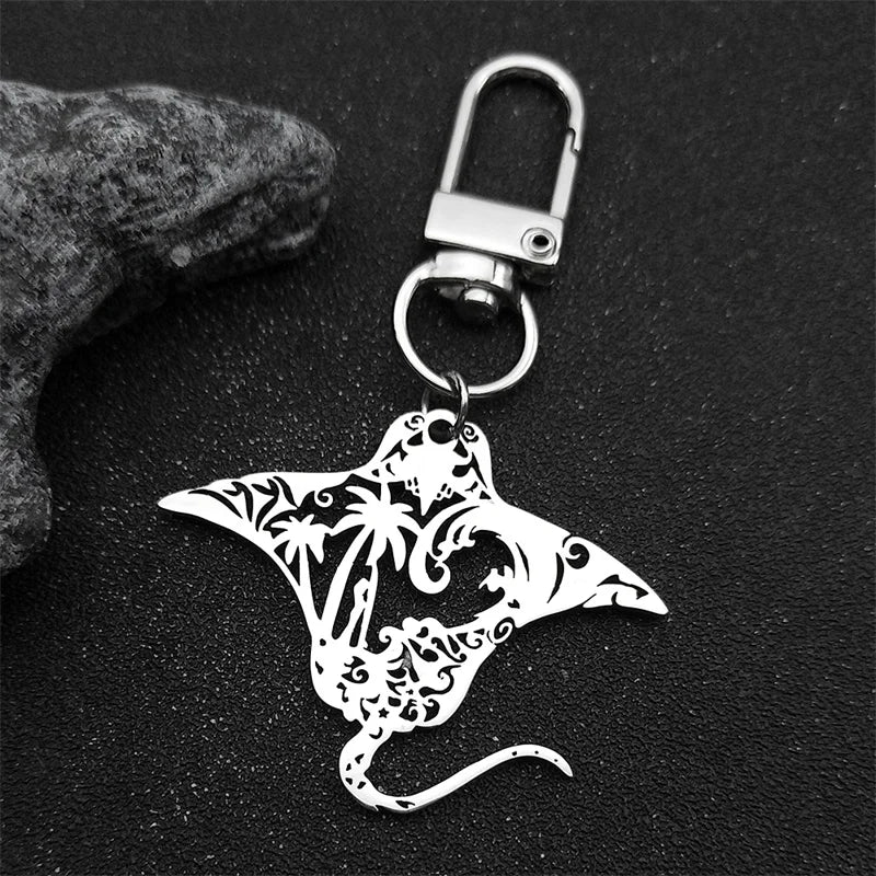 Manta Ray Sea Devil Fish Pendant Necklace | Stainless Steel Gold Silver Color Chain Jewelry