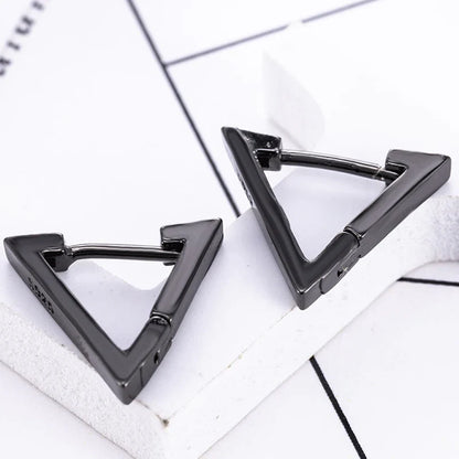 Vintage Punk Stainless Steel Stud Earrings for Men Women | 1 Pair Black Earrings Set
