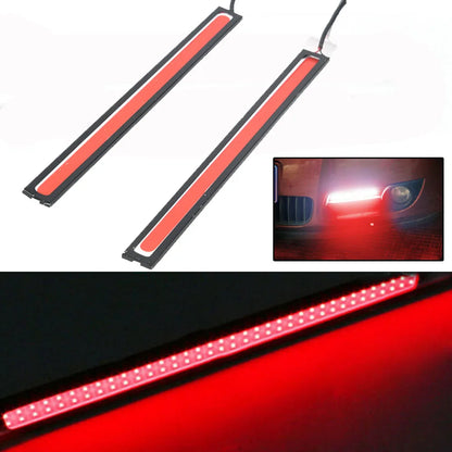 2Pcs 17cm COB Red LED Fog Light Strip | 12V DRL Waterproof Driving Lamp for Cars