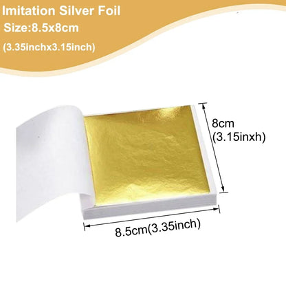 Imitation Gold Leaf Sheets for Crafts | 100pcs Metallic Foil Paper