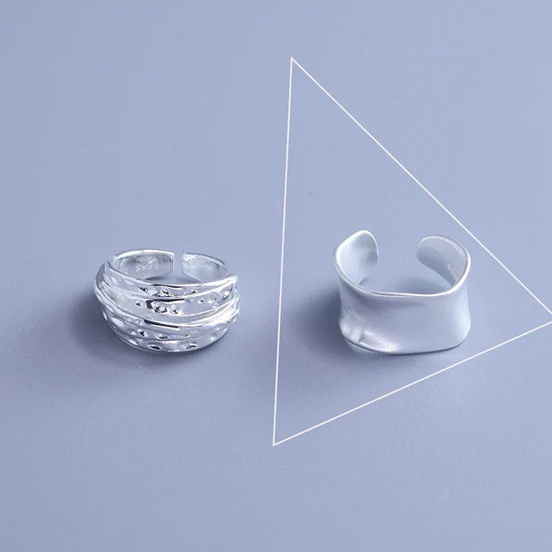 VENTFILLE 925 Sterling Silver Irregular Ring | Geometric Minimalist Jewelry for Women