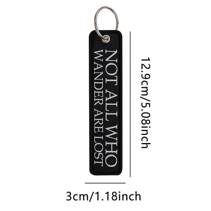 Embroidery Key Fob Keychain | Black Tag for Cars Motorcycles
