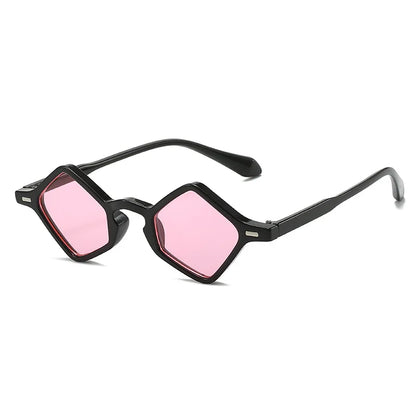New Fashion Ins Popular Small Polygon Square Sunglasses Women Clear Ocean Lens Shades Men Trending Rivets Sun Glasses UV400
