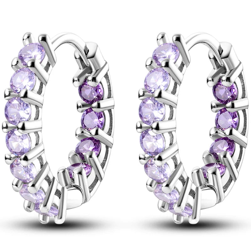 Colorful 925 Sterling Silver Hoop Earrings for Women | Classic Circle Earrings