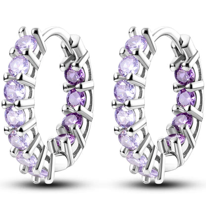 Colorful 925 Sterling Silver Hoop Earrings for Women | Classic Circle Earrings
