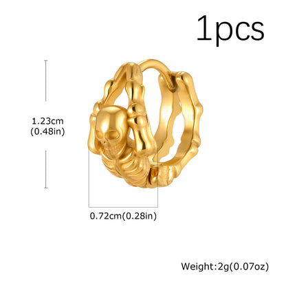 Punk Skeleton Hoop Earrings for Men | Never Fade Metal Huggies