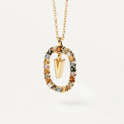 925 Sterling Silver Gold Initial Necklace | Personalized Letter Pendant with Zirconia