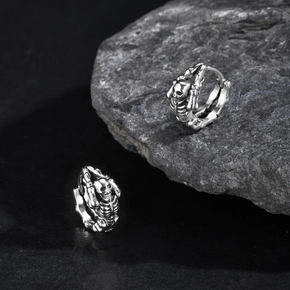 Punk Skeleton Hoop Earrings for Men | Never Fade Metal Huggies