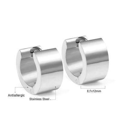 Solid Smooth Hoop Earrings Rosegold Black Stainless Steel Simple Round Ear Clips | Unisex Fashion Jewelry