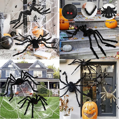 30cm/50cm/75cm/90cm/125cm/150cm/200cm Horror Halloween Giant Black Spider Decoration Haunted House Party Props Halloween Decor