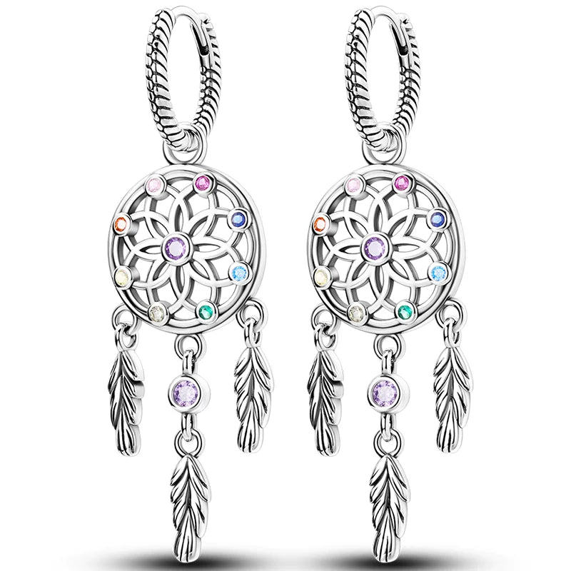 Colorful 925 Sterling Silver Hoop Earrings for Women | Classic Circle Earrings