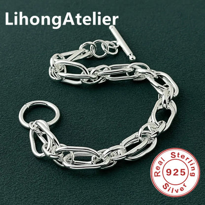 Classic 925 Sterling Silver Double Link Bracelet | Fine Jewelry Gift for Women and Men