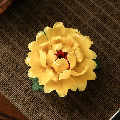 Peony Flower Incense Holder | Decorative Ceramic Incense Burner