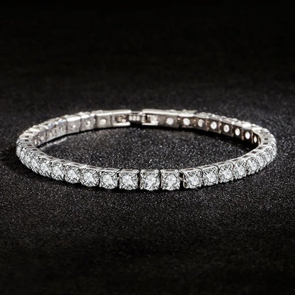 S925 Sterling Silver Tennis Bracelet with Zirconia | 4mm Fashion Wedding Jewelry