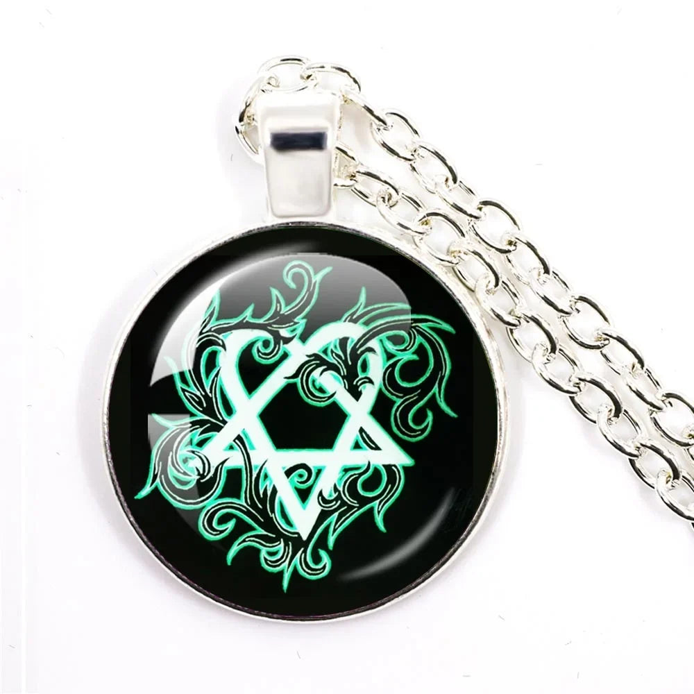 Hip Hop Rock Glass Cabochon Pendant Necklace | Music Band Jewelry