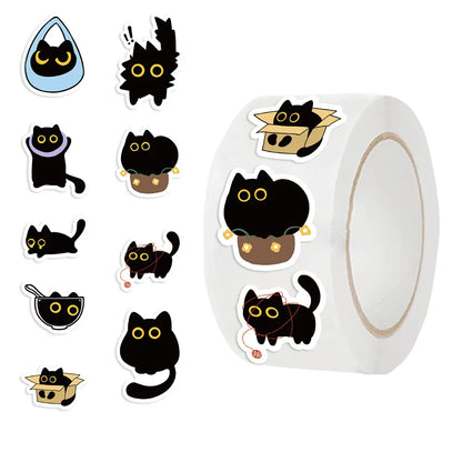100-500Pcs Cartoon Cat Sticker Roll Set | DIY Decorative Stickers for Party, Phone, Guitar, and Stationery