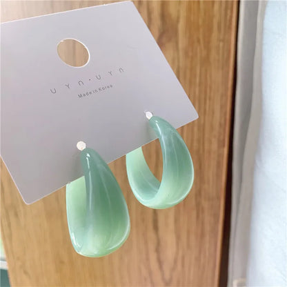 C-Shape Resin Hoop Earrings | Colorful Geometric Acrylic Jewelry for Women