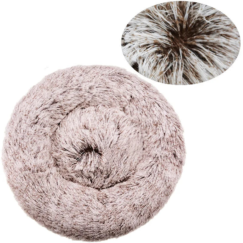 Round Plush Pet Bed for Large & Medium Dogs – Super Soft Cat Bed, Cozy Winter Warm Sleeping House