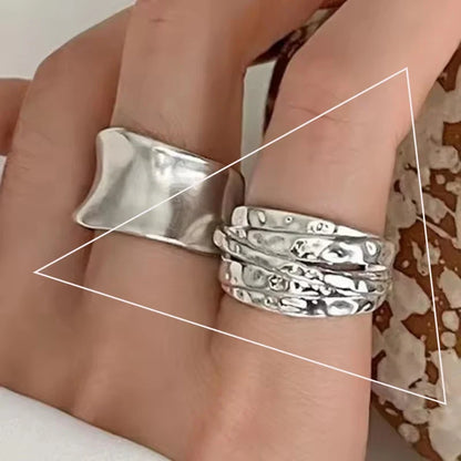 VENTFILLE 925 Sterling Silver Irregular Ring | Geometric Minimalist Jewelry for Women