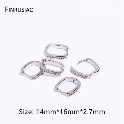 Gold Plated Brass Hoop Earrings with Zircon | Trendy Fashion Jewelry for Women
