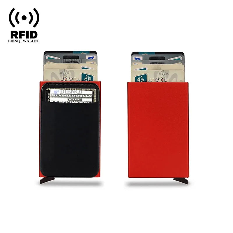 DIENQI RFID Credit Card Holder | Slim Pop-Up Metal Wallet