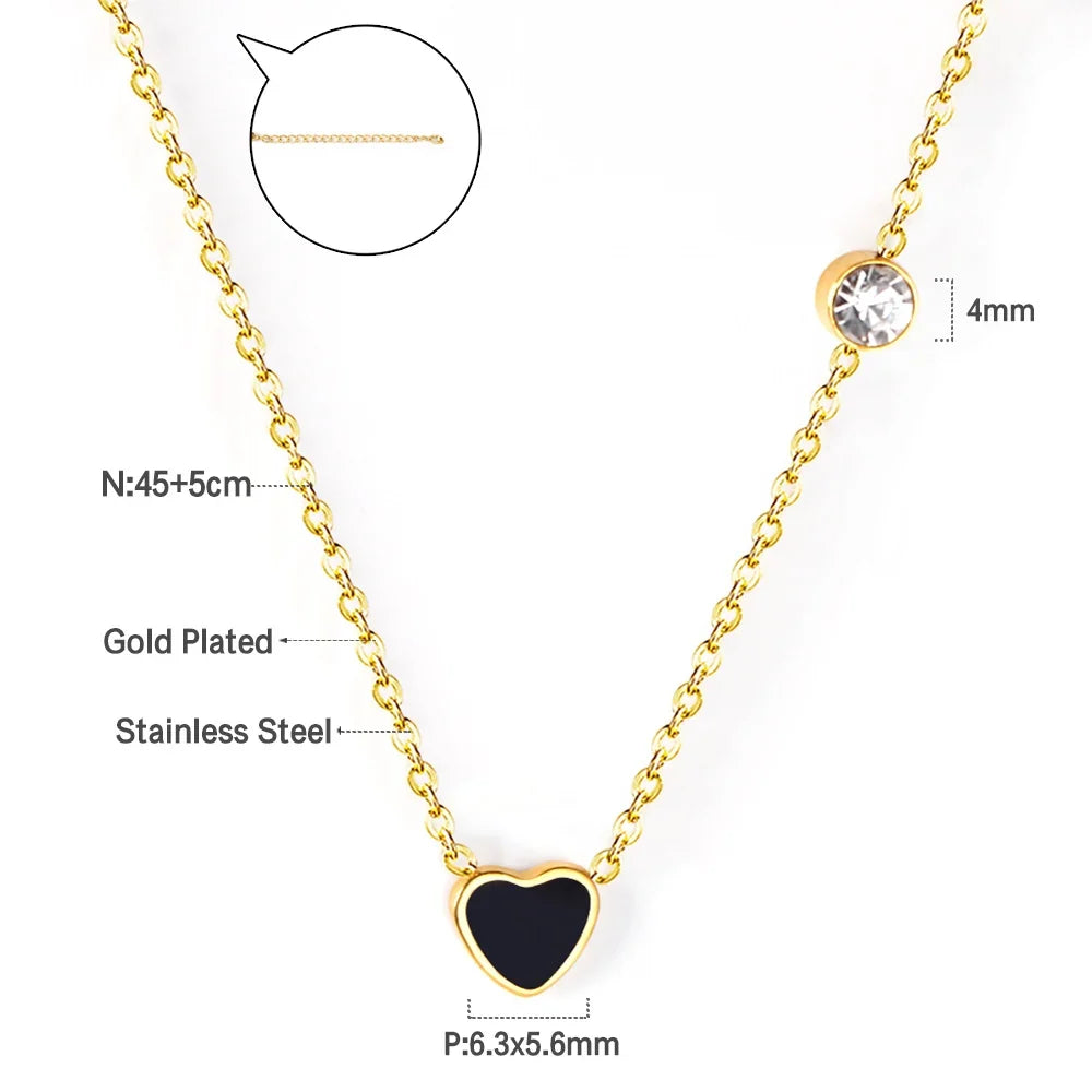 Simple Heart Pendant Necklace | Stainless Steel Clavicle Choker for Girls