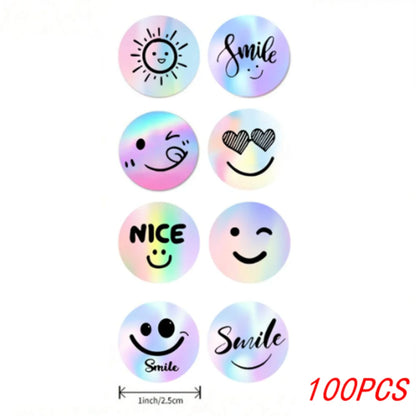 Rainbow Laser Thank You Stickers for Small Business Orders | 1 Inch Round Envelope Sealing Labels