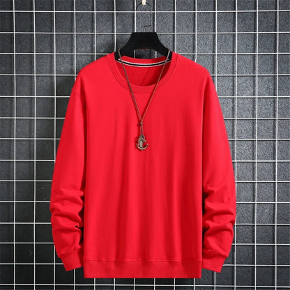 Aflczyu Men’s Tatting Sweatshirt - O-Neck, Full Sleeve, Solid Pattern, Regular Fit, Casual Style, Standard Thickness, Spring & Autumn Wear