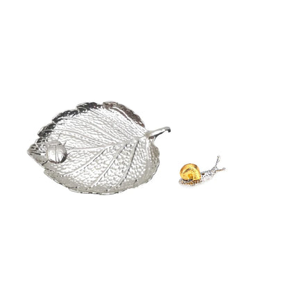 Leaf Snail Incense Burner | Antique Metal Incense Plate for Living Room