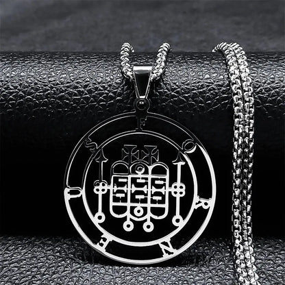 Sigeal Sigil De Lucifer Stainless Steel Satan Necklace | Asmoday Key Baphomet Pendant Jewelry