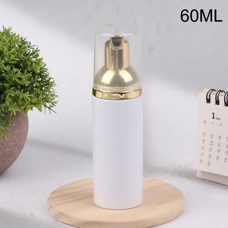 30/50/60ml White Gold Foamer Pump Bottle | Refillable Empty Foaming Soap Dispenser
