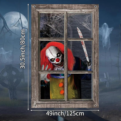 Scary Clown Window Clings | Washable Window Decor for Halloween