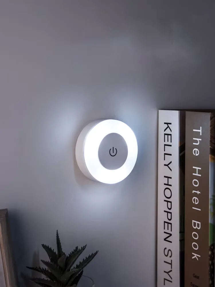Energy Saving Led Touch Sensor Night Lights USB Rechargeable Magnetic Wall Light Room Aisle Bedroom Round Portable Night Lamp