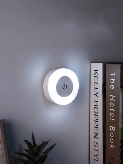 Energy Saving Led Touch Sensor Night Lights USB Rechargeable Magnetic Wall Light Room Aisle Bedroom Round Portable Night Lamp