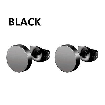 Black Stainless Steel Punk Stud Earrings | Unisex Geometric Drop Earrings