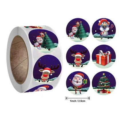 Merry Christmas Stickers | Round Roll Sticker Pack for Gift Wrapping and DIY Crafts