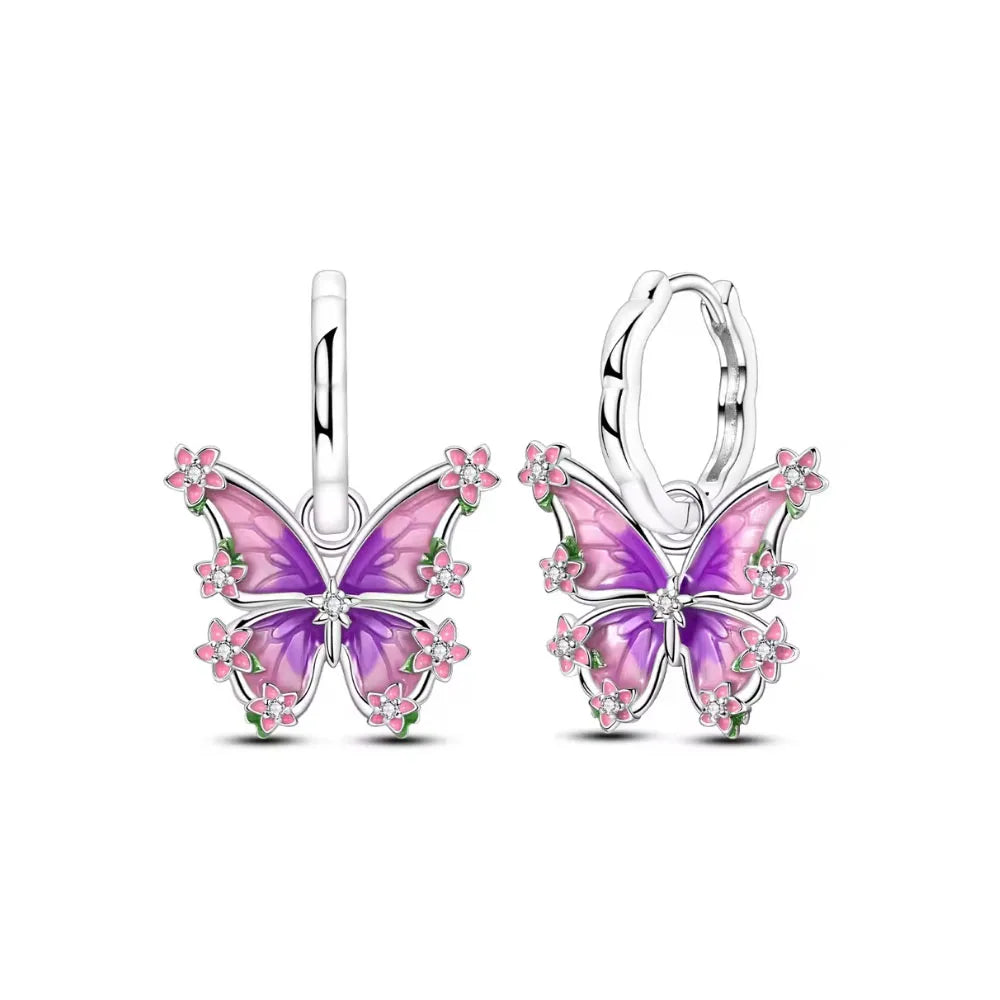2026 New 925 Silver Elephant Cherry Blossom Butterfly Heart Earrings | Fine Jewelry for Women