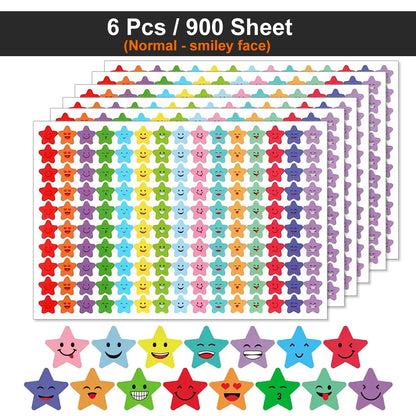 Happy Face Star Sticker Pack | Reward Stickers for Kids, DIY Craft Decorations