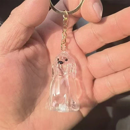 Clear Puppy Hair Memorial Keychain | Pet Fur Keepsake Capsule DIY Pendant