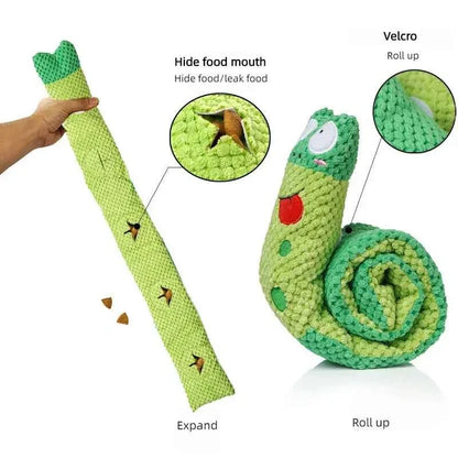 Dog Puzzle Feeder Plush Snail – Interactive Squeaky Chew Toy for Puppies & Dogs
