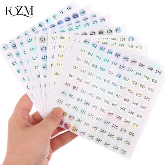 Waterproof Laser Number Label Stickers 1-1000 | Self-Adhesive Nail Polish Color Tags