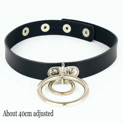 Gothic Bat Heart Lock Punk Choker | Black Leather Collar Necklace