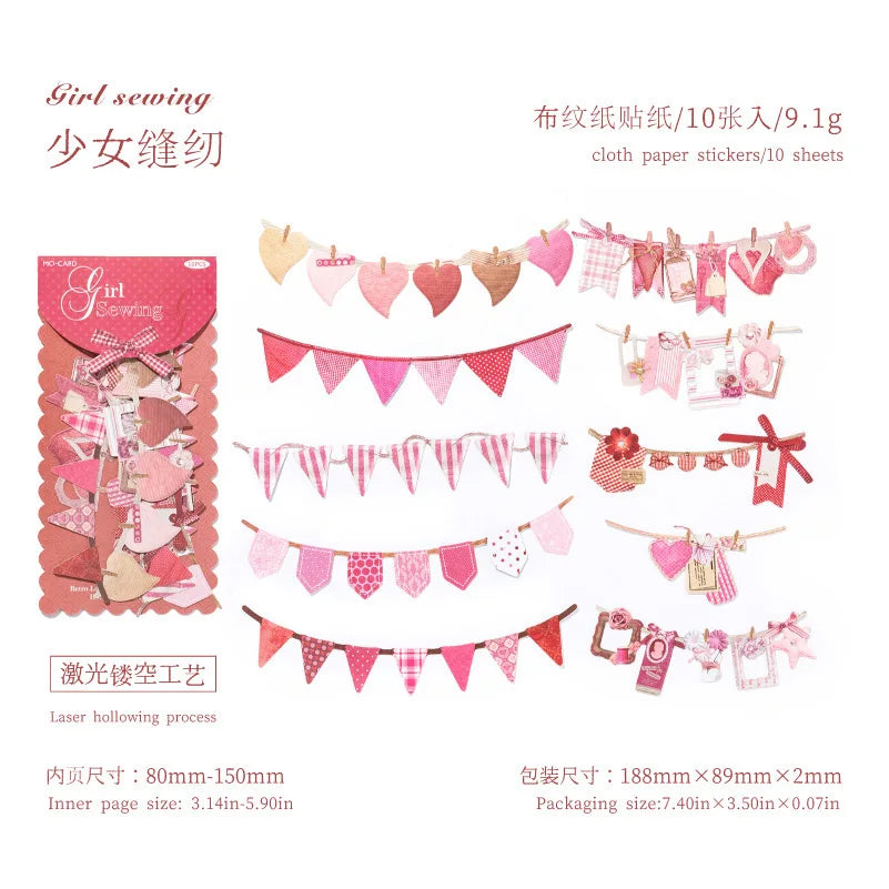 10 pcs Vintage Festival Hollow Landscape Scrapbook Stickers | Handmade Collage Journal Pack